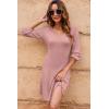 image:imageDokotoo Dresses for Women Trendy V Neck Knit A Line Long Sleeve Dress Sweater DressA1 Pink