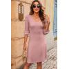 image:imageDokotoo Dresses for Women Trendy V Neck Knit A Line Long Sleeve Dress Sweater DressA1 Pink