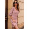 image:imageDokotoo Dresses for Women Trendy V Neck Knit A Line Long Sleeve Dress Sweater DressA1 Pink