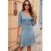 image:imageDokotoo Dresses for Women Trendy V Neck Knit A Line Long Sleeve Dress Sweater DressAshleigh Blue