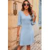 image:imageDokotoo Dresses for Women Trendy V Neck Knit A Line Long Sleeve Dress Sweater DressLight Blue