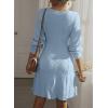 image:imageDokotoo Dresses for Women Trendy V Neck Knit A Line Long Sleeve Dress Sweater DressLight Blue