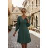 image:imageDokotoo Dresses for Women Trendy V Neck Knit A Line Long Sleeve Dress Sweater DressMist Green