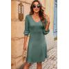 image:imageDokotoo Dresses for Women Trendy V Neck Knit A Line Long Sleeve Dress Sweater DressMist Green