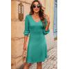 image:imageDokotoo Dresses for Women Trendy V Neck Knit A Line Long Sleeve Dress Sweater DressSea Green