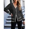 image:imageDokotoo Short Cardigans for Women Color Blocked 2024 Fall Fashion Button Down Sweaters Winter Coats with PocketsBlack
