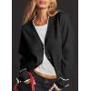 image:imageDokotoo Short Cardigans for Women Color Blocked 2024 Fall Fashion Button Down Sweaters Winter Coats with PocketsBlack