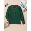 image:imageDokotoo Short Cardigans for Women Color Blocked 2024 Fall Fashion Button Down Sweaters Winter Coats with PocketsBlackish Green