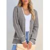 image:imageDokotoo Short Cardigans for Women Color Blocked 2024 Fall Fashion Button Down Sweaters Winter Coats with PocketsGray