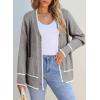 image:imageDokotoo Short Cardigans for Women Color Blocked 2024 Fall Fashion Button Down Sweaters Winter Coats with PocketsGray