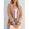 image:imageDokotoo Short Cardigans for Women Color Blocked 2024 Fall Fashion Button Down Sweaters Winter Coats with PocketsLight French Beige