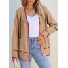 image:imageDokotoo Short Cardigans for Women Color Blocked 2024 Fall Fashion Button Down Sweaters Winter Coats with PocketsLight French Beige