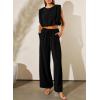 image:imageDokotoo Summer 2 Piece Outfits for Women Sleeveless Crop Tank Tops and Wide Leg Pants with Pockets