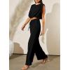 image:imageDokotoo Summer 2 Piece Outfits for Women Sleeveless Crop Tank Tops and Wide Leg Pants with Pockets