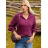 image:imageDokotoo Sweaters for Women Long Sleeve Polo V Neck 2024 Fall Winter ClothesRose Red a