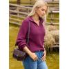 image:imageDokotoo Sweaters for Women Long Sleeve Polo V Neck 2024 Fall Winter ClothesRose Red a