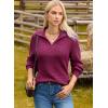 image:imageDokotoo Sweaters for Women Long Sleeve Polo V Neck 2024 Fall Winter ClothesRose Red a