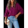 image:imageDokotoo Sweaters for Women Long Sleeve Polo V Neck 2024 Fall Winter ClothesRose Red a