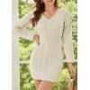image:imageDokotoo Womens 2024 Fall Sweater Dress Long Sleeve V Neck Cable Knit Chunky Bodycon Pullover Jumper Sweaters