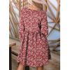 image:imageDokotoo Womens 2026 Casual Dresses Smocked Crewneck Button Up Long Sleeve Empire Waist ALine Mini DressFloral Red