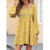 image:imageDokotoo Womens 2026 Casual Dresses Smocked Crewneck Button Up Long Sleeve Empire Waist ALine Mini DressFloral Yellow