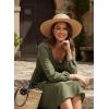 image:imageDokotoo Womens 2026 Casual Dresses Smocked Crewneck Button Up Long Sleeve Empire Waist ALine Mini DressGreen