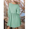 image:imageDokotoo Womens 2026 Casual Dresses Smocked Crewneck Button Up Long Sleeve Empire Waist ALine Mini DressMint Green