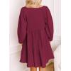 image:imageDokotoo Womens 2026 Casual Dresses Smocked Crewneck Button Up Long Sleeve Empire Waist ALine Mini DressRose