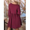 image:imageDokotoo Womens 2026 Casual Dresses Smocked Crewneck Button Up Long Sleeve Empire Waist ALine Mini DressRose