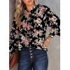 image:imageDokotoo Womens Casual V Neck Allover Floral Print Long Sleeve Chiffon Button Down Blouses Bohemian Top ShirtsBlack