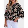 image:imageDokotoo Womens Casual V Neck Allover Floral Print Long Sleeve Chiffon Button Down Blouses Bohemian Top ShirtsBlack
