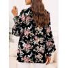 image:imageDokotoo Womens Casual V Neck Allover Floral Print Long Sleeve Chiffon Button Down Blouses Bohemian Top ShirtsBlack