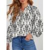 image:imageDokotoo Womens Casual V Neck Allover Floral Print Long Sleeve Chiffon Button Down Blouses Bohemian Top ShirtsBlack2