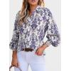 image:imageDokotoo Womens Casual V Neck Allover Floral Print Long Sleeve Chiffon Button Down Blouses Bohemian Top ShirtsBlue