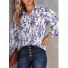 image:imageDokotoo Womens Casual V Neck Allover Floral Print Long Sleeve Chiffon Button Down Blouses Bohemian Top ShirtsBlue