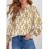 image:imageDokotoo Womens Casual V Neck Allover Floral Print Long Sleeve Chiffon Button Down Blouses Bohemian Top ShirtsKhaki