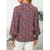 image:imageDokotoo Womens Casual V Neck Allover Floral Print Long Sleeve Chiffon Button Down Blouses Bohemian Top ShirtsPurple