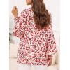 image:imageDokotoo Womens Casual V Neck Allover Floral Print Long Sleeve Chiffon Button Down Blouses Bohemian Top ShirtsRed