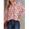 image:imageDokotoo Womens Casual V Neck Allover Floral Print Long Sleeve Chiffon Button Down Blouses Bohemian Top ShirtsRed