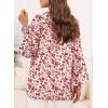 image:imageDokotoo Womens Casual V Neck Allover Floral Print Long Sleeve Chiffon Button Down Blouses Bohemian Top ShirtsRed