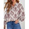 image:imageDokotoo Womens Casual V Neck Allover Floral Print Long Sleeve Chiffon Button Down Blouses Bohemian Top ShirtsRed2