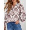 image:imageDokotoo Womens Casual V Neck Allover Floral Print Long Sleeve Chiffon Button Down Blouses Bohemian Top ShirtsRed2