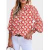 image:imageDokotoo Womens Casual V Neck Allover Floral Print Long Sleeve Chiffon Button Down Blouses Bohemian Top ShirtsRed3