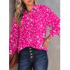 image:imageDokotoo Womens Casual V Neck Allover Floral Print Long Sleeve Chiffon Button Down Blouses Bohemian Top ShirtsRose