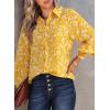 image:imageDokotoo Womens Casual V Neck Allover Floral Print Long Sleeve Chiffon Button Down Blouses Bohemian Top ShirtsYellow