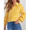 image:imageDokotoo Womens Casual V Neck Allover Floral Print Long Sleeve Chiffon Button Down Blouses Bohemian Top ShirtsYellow