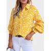 image:imageDokotoo Womens Casual V Neck Allover Floral Print Long Sleeve Chiffon Button Down Blouses Bohemian Top ShirtsYellow