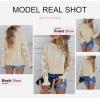 image:imageDokotoo Womens Crewneck Crochet Lace Long Sleeve Hollow Out Cable Knit Sweaters Pullover TopsA Apricot