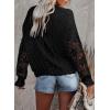 image:imageDokotoo Womens Crewneck Crochet Lace Long Sleeve Hollow Out Cable Knit Sweaters Pullover TopsA Black