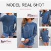 image:imageDokotoo Womens Crewneck Crochet Lace Long Sleeve Hollow Out Cable Knit Sweaters Pullover TopsA Blue